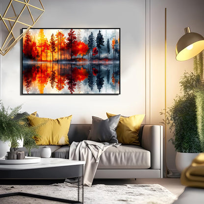 Ohhvvow 5D Lake & Forest Reflection Large Diamond Art Kit for Adults, 27.5x15.7 Inch Large Landscape Diamond Painting with Numbered Canvas, DIY Full Drill Gem Craft Kits, Serene Gift for Beginners