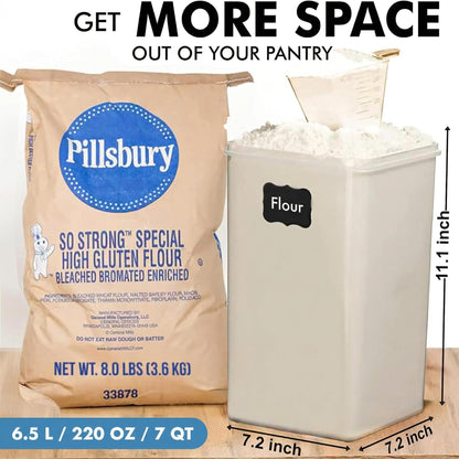 WHITE FEATHER SUPPLIES 2 PC [6.5L / 220 Oz] Large Food Storage Containers with Lids Airtight - BPA Free Clear Plastic Kitchen and Pantry Storage Containers, Bulk Storage for Cereal, Flour, Sugar, Rice