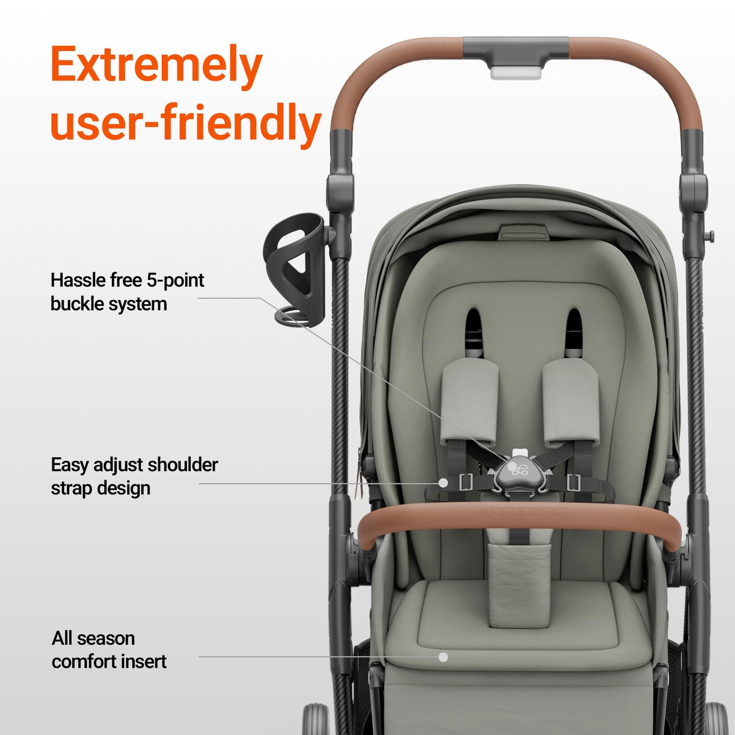 MAMAZING Air Lux Baby Stroller with Bassinet from Newborn to 50 lbs, Strength Carbon Fiber Frame Only 15.8lbs, Bassinet Stroller Included Reversible Seat, Car Seat Adapter & Large Storage Basket