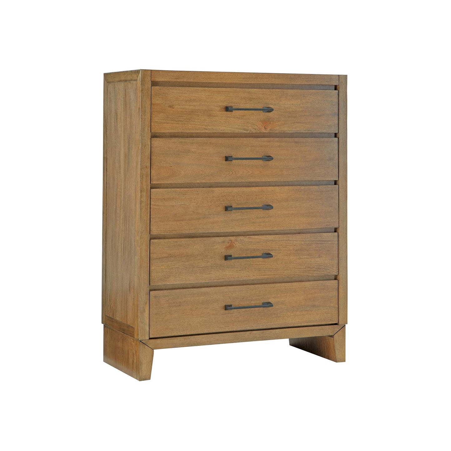 Signature Design by Ashley Sherbana Casual 5-Drawer Chest of Drawers with Safety Stop and Felt-Lined Top Drawer, Light Brown
