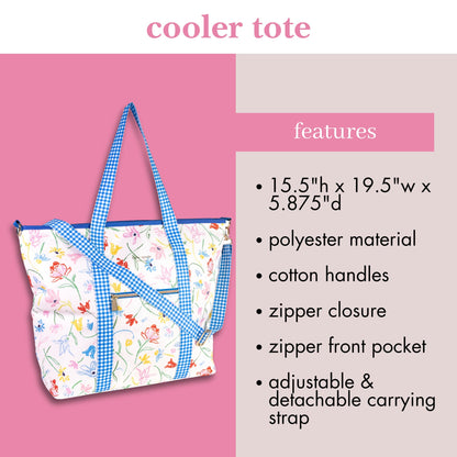 kate spade new york Large Capacity Insulated Cooler Tote Bag, Soft Sided Portable Beach Cooler with Shoulder Strap (Joyful Garden)