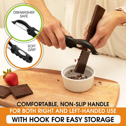 Premium Swivel Vegetable Peeler, Soft Grip Handle and Ultra Sharp Stainless Steel Blades - Perfect Kitchen Peeler For Veggie, Fruit, Potato, Carrot, Apple - Pink Lemonade (Black)