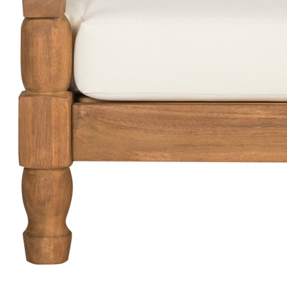 SAFAVIEH Outdoor Collection Pomona Natural Solid Wood/Beige Lounger Bench Sofa Loveseat (PAT6740A)