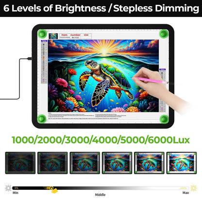 Zocelight A3 Diamond Art Light Board, 16.77×13.35inchs Light Pad,6000 Lux Super Bright Light Box for Tracing,Side Button Design,Magnet Light Table for Diamond Painting,Sketching,Weeding Vinyl(Black)