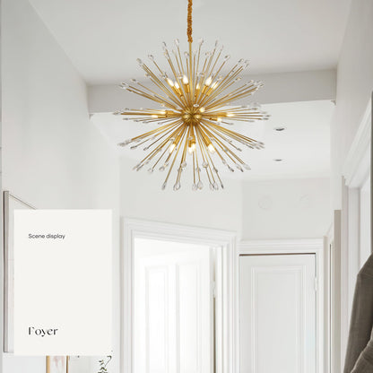 Aol furin 18-Light Gold Sputnik Chandeliers, 41" Starburst Firework Pendant Light fixtures, Mid-Century Modern Satellite Ceiling Lights for Dining Room, Kitchen, Bedroom, Living Room, E12