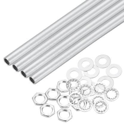 MECCANIXITY 28Pcs 16.5" Lamp Pipe Kit with Nuts Washers 1/8IP Thread Fasteners Assortment for Chandelier Ceiling Light Repair Assembly DIY Hardware