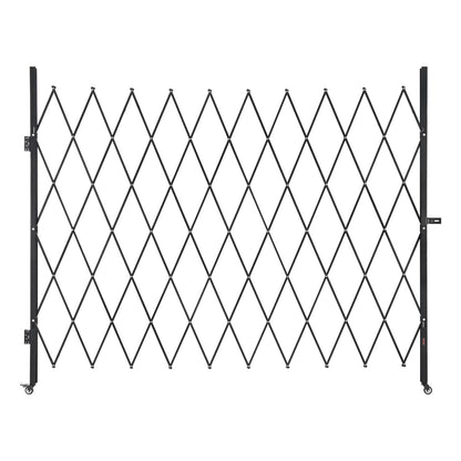 VEVOR Single Folding Security Gate, Lockable Scissor Gate with 360° Swivel Casters, Outdoor Barricade Steel Retractable Gates, for Entry Security, Garage, Warehouse & Pool, 94.49 x 86.81 in (W x H)