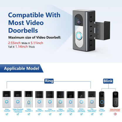 KIMILAR Anti-Theft Video Doorbell Mount Compatible with Ring/Blink Wireless Video Doorbell, Adjustable Mounting Bracket Accessories for Houses, Apartments, Businesses, Not for Security Door