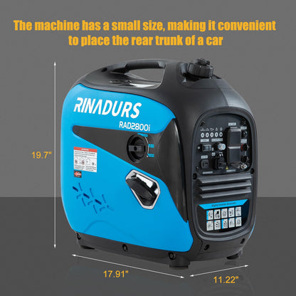 2800 Watt inverter generator, quiet and portable, suitable for home backup power, outdoor camping, and construction sites.EPA Compliant