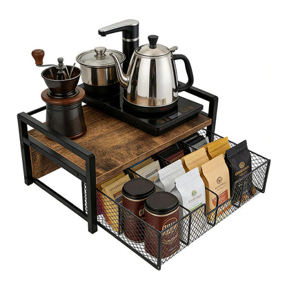 ULIKEUS Tea Bag Organizer Wood Tea Organizer with 8 Compartments Storage Chests Tea Station Chest Display Container Box for Countertop Kitchen