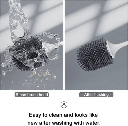 Lefree 2 Pack Silicone Toilet Brush and Holder Set with Ventilated Holder for Bathroom Cleaning