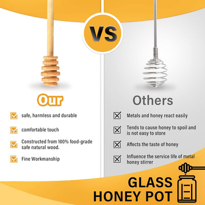 16oz Set,Honey GIVAMEIHF Glass Honey Jar with Dippers Stick Pot with Dipper and Lid,Honey Containers for Airtight Syrup