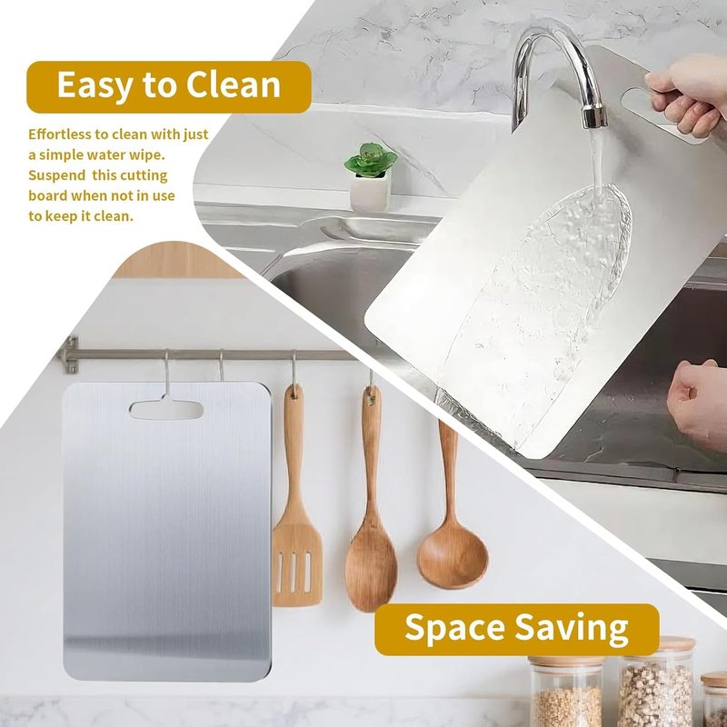 Titanium Cutting Board, 100% Pure Titanium Cutting Boards for Kitchen, Upgrade Hygiene & Durability Food-Grade Cutting Boards for Meat Fruit & Vegetable(12"L x 9"W)