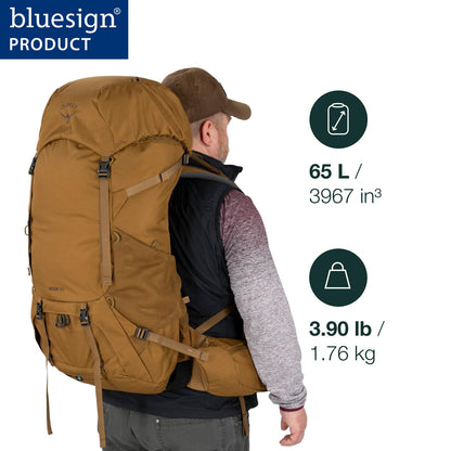Osprey Rook 65L Men's Backpacking Backpack, Histosol Brown/Rhino Grey, Extended Fit