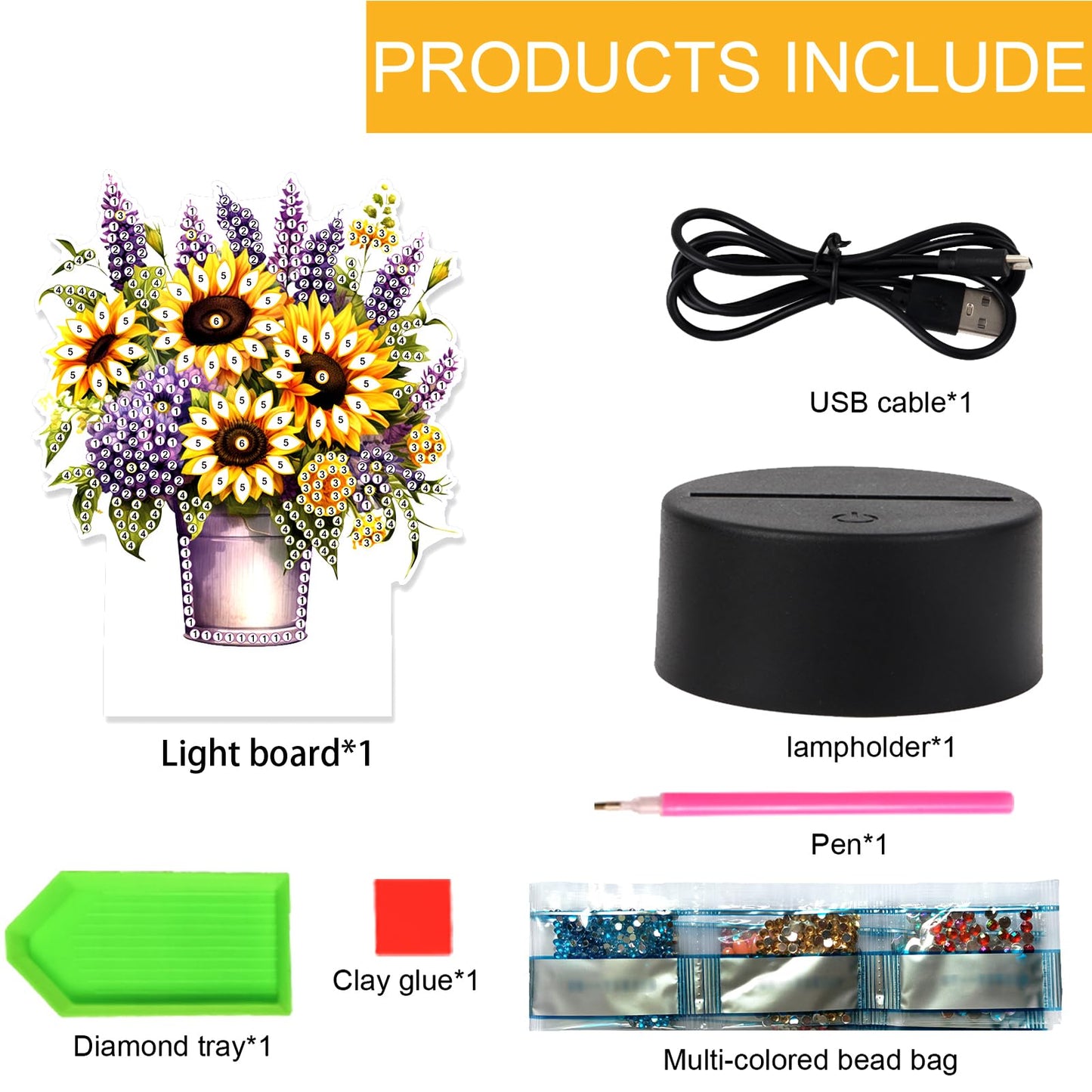 TDFERAN Diamond Painting Led Lights Kit DIY Bouquet Draw Diamonds Art Adults Lamp Diamant Manual Lamp Room Led Lights Bedroom Plant Diamond Art Decorations Desktop Bedside Luminous Decorate
