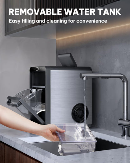 Silonn Nugget Ice Maker Countertop - 44lbs/24h Crushed/Pebble Ice Machine, Front Pull-Out Water Tank & Removable Basket, Stainless Steel Finish for Home Kitchen