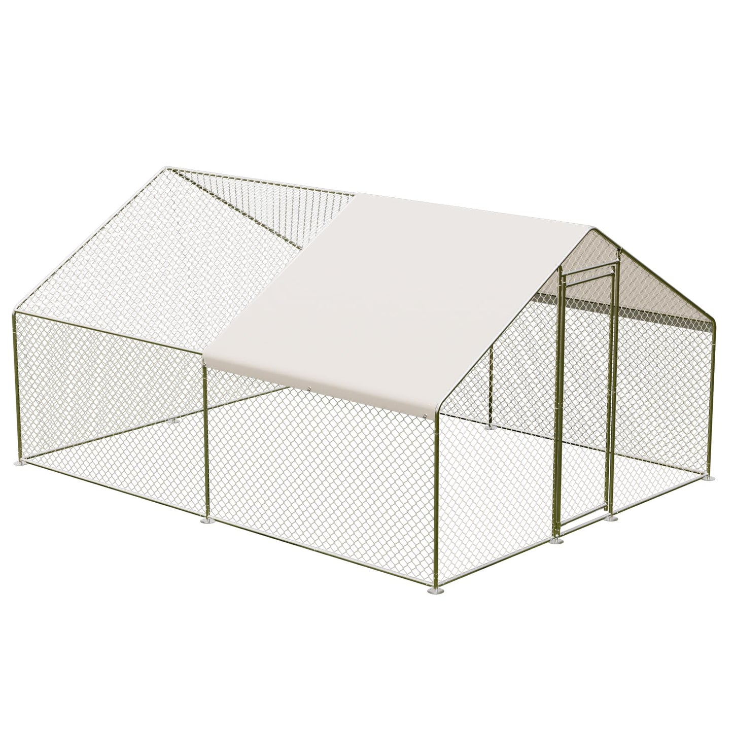Large Chicken Coop with Cover, Large Metal Chicken Coop,Metal Chicken Run & Spire Roof Outdoor Enclosure with Lock,for Backyard, Farm, Housing Chickens, Ducks, Rabbits