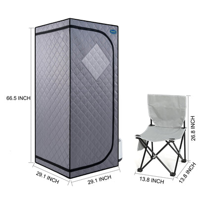 Gecheer Full-Size Portable Steam Sauna Tent for Home – Includes Steam Generator, Remote Control, Foldable Chair, Timer, 360° Steam Nozzles, FCC Certified, Easy Setup in 10 Minutes