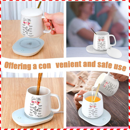 Suclain Christian Coffee Mug with Warmer Set for Women, 13.5 oz Inspirational Electric Cup Warmer for Home Office