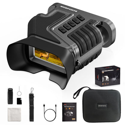 WOSPORTS 4K Night Vision Goggles – up to 80X Total Magnification, 10X Optical + 8X Digital Zoom, 1315FT Vision Range, 5000mAh Rechargeable Battery, IPX Waterproof NVG, Gifts for Men