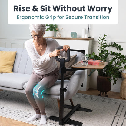 PELEGON Tray Table, 360° Swivel Table for Recliner, Adjustable Height with X-Large Table for Eating and Laptop, TV Trays for Couches & Chairs with Ergonomic Stand Assist Safety Handle for Elderly
