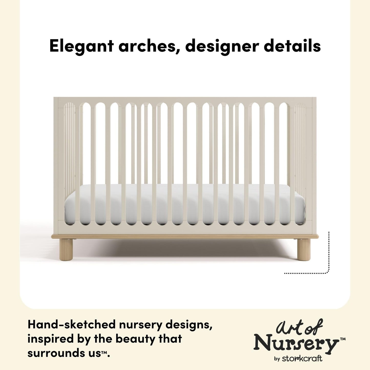 Storkcraft Sicily 3-in-1 Convertible Crib with Toddler Rail Included – GREENGUARD Gold Certified, 100% Solid Wood, Converts to Toddler Bed, Fits Standard Baby Crib Mattress (Frosted Oat and Driftwood)