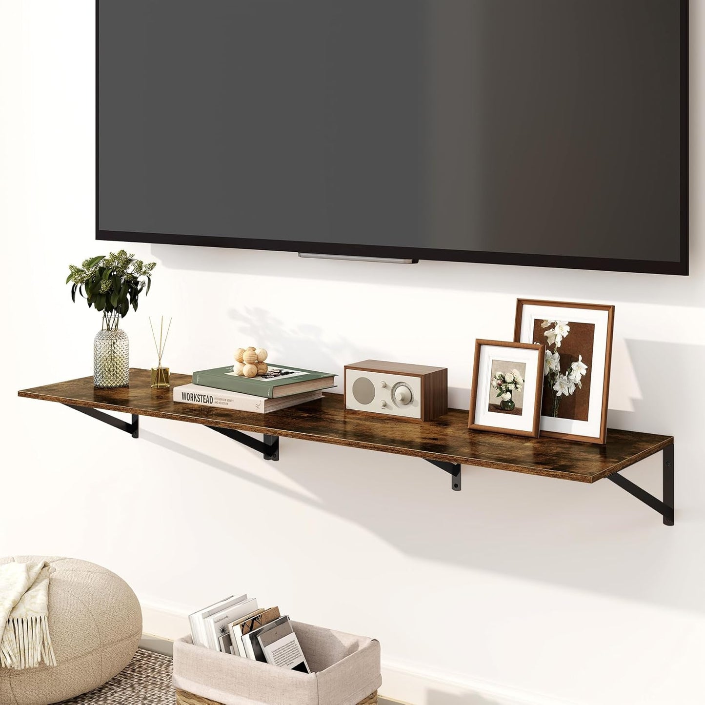 12 Inch Set 2, 16W 12D Fun Memories Floating Shelves for Wall, Deep Floating Shelves of x Large Wall Shelf with Sturdy