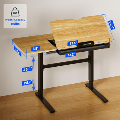 FLEXISPOT Electric Drafting Table Adjustable Height 47.2"x23.6" Standing Drawing Desk Extendable Top Craft Workstation w/Tilting Tabletop, Storage Drawer for Study, Office, Studio, Art, Adult & Kid