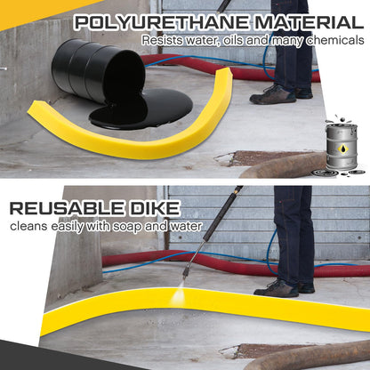 Pushglossy 1 Pcs Spill Barrier Dike 5'L x 4.3"W x 2.4"H Water Dam Barrier Liquid Blocker for Garage Home Floor Flooding Solutions(Yellow)