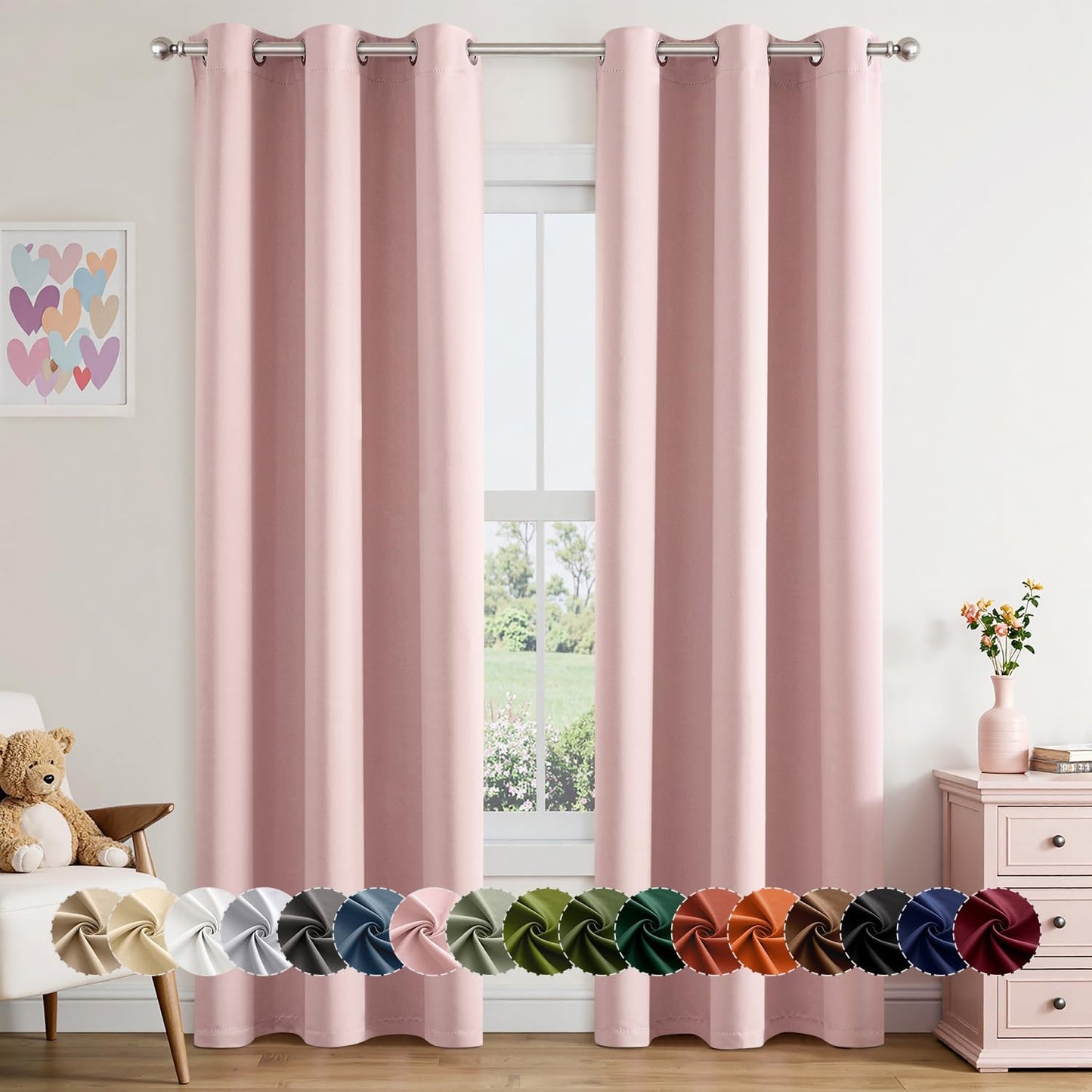 MIULEE Blackout Curtains for Girls' Bedroom - Thermal Insulated Room Darkening Drapes | 84 Inches Long, 2 Panels