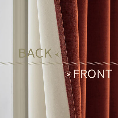 MIULEE Blackout Linen Curtains - 100% Thermal Insulated Burnt Orange Drapes | 52 x 54 Inch (2 Panels)