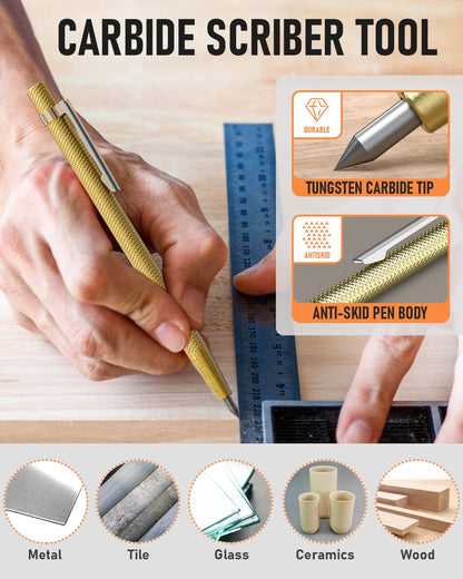 Nicpro 18 Pack Carpenter Pencil Set with Sharpener, Mechanical Carpenter Pencils with 76 Refills and Carbide Scribe Tool, Deep Hole Marker, Heavy Duty Construction Pencil for Architect-With Case