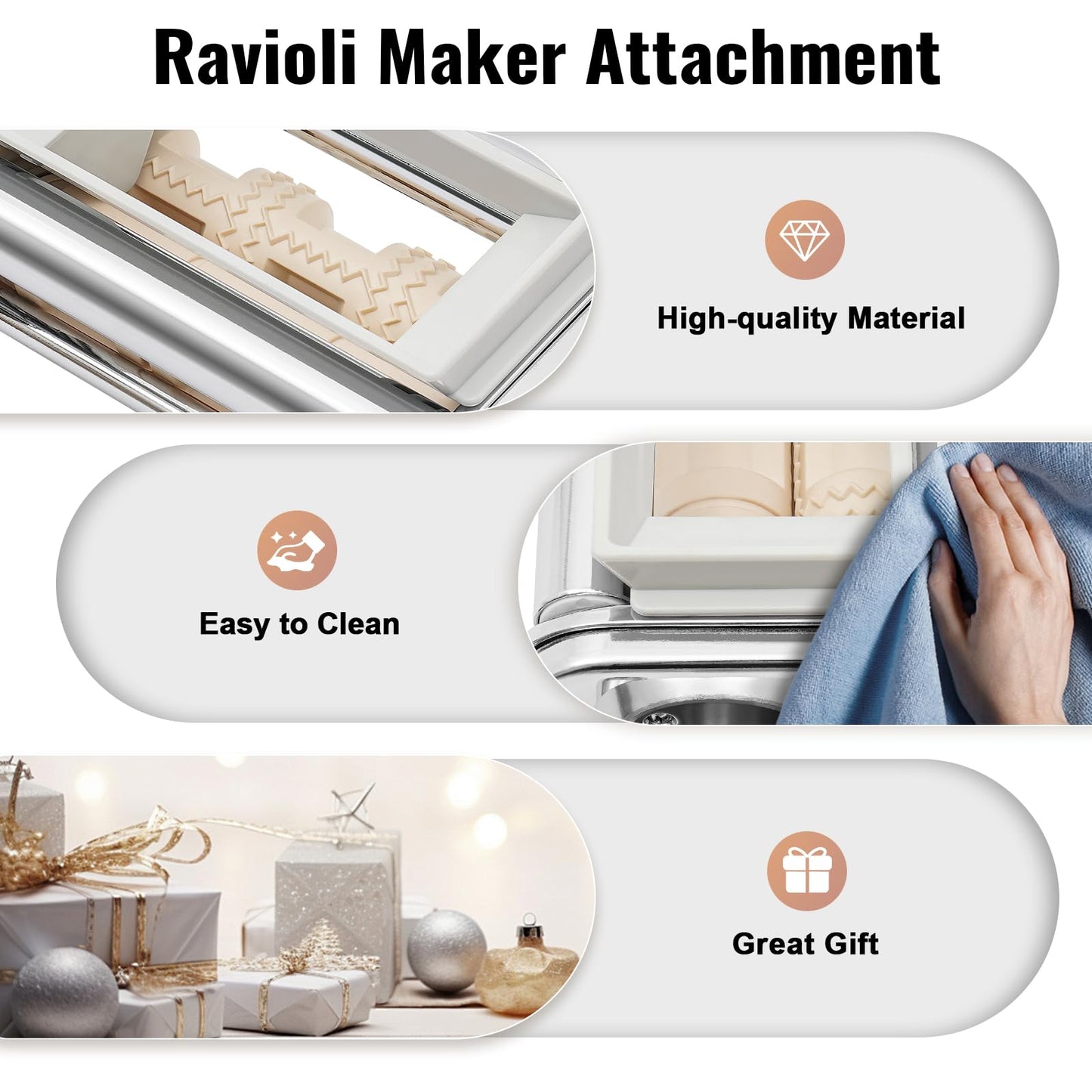 ARPITUYN Ravioli Maker Attachment, Stainless Steel Pasta Maker Kitchen Attachment Pasta Roller Ravioli Attachment, Ravioli Maker Cutter Machine for Kitchen, Restaurant, Hotel