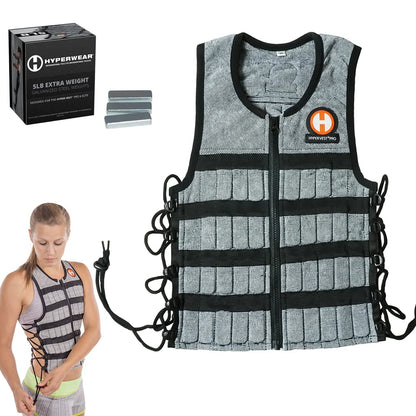 Hyperwear Hyper Vest PRO Adjustable Weighted Vest for Men and Women — Running, Walking, HIIT, Bone Density & Osteoporosis Exercise — No-Bounce Steel Micro-Weights, Slim Fit - Medium Size, Gray, 10 lb