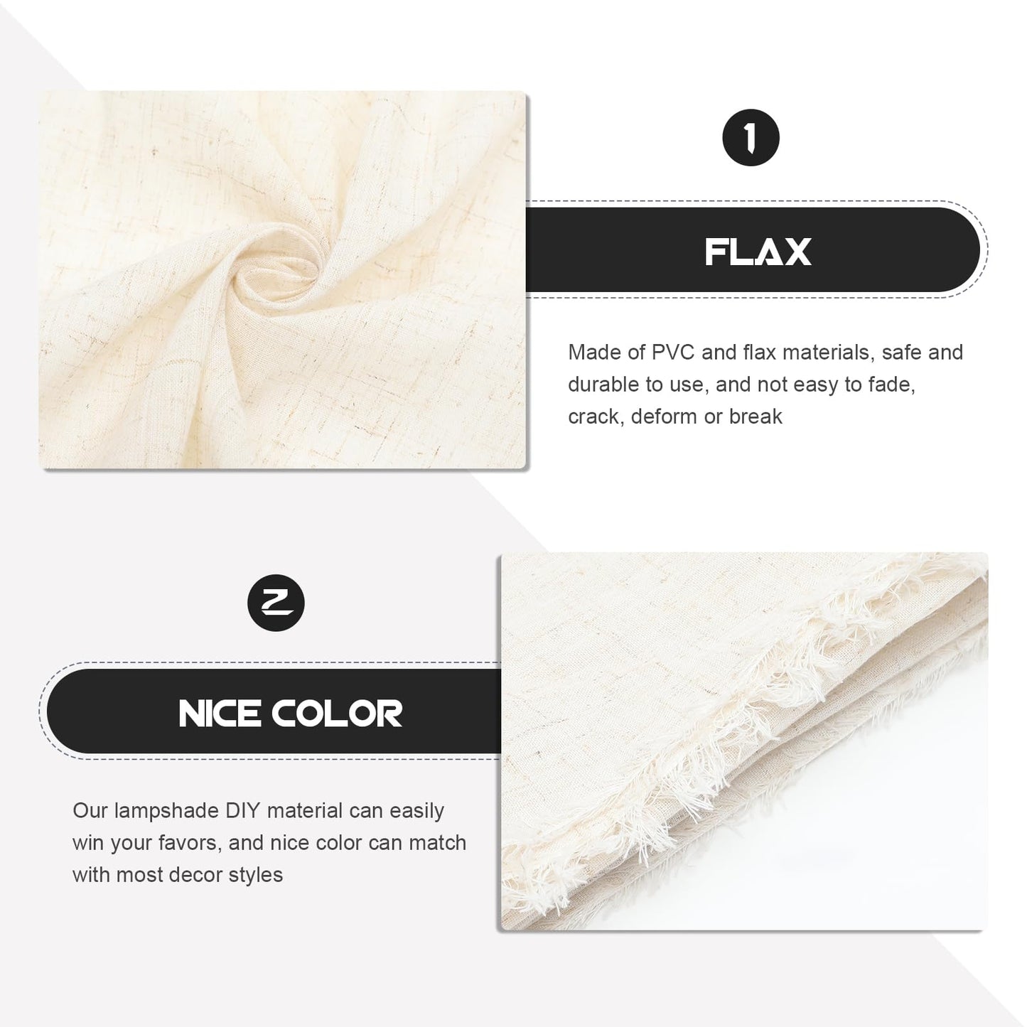 Luxshiny Lampshade Fabric Material Diy Lamp Cover Sheet Pre-Cut Flax Cloth Light Cover Material for Table Lamps and Chandeliers Home Decor