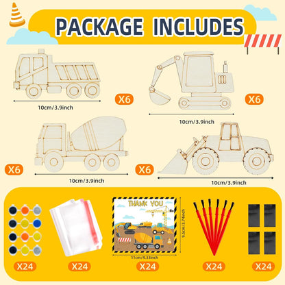 24 Set Construction Birthday Party Supplies, Trucks Parties Craft Construction Theme Birthday Paint Party Favors