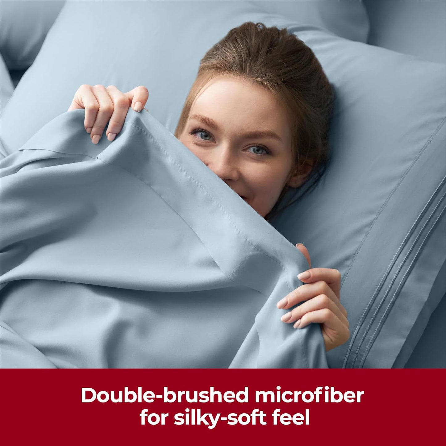 Mellanni Extra Deep Twin XL Sheets - Hotel Luxury, Ultra Soft & Cooling - Wrinkle Resistant (Twin Extra Long, Spa Blue)