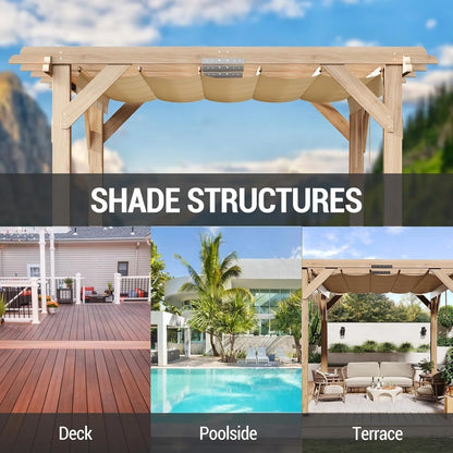 GAOMON 10x10Ft Wood Pergola with Retractable Canopy, Outdoor Patio Pergola with Sun Shade Cover, Durable & Rot Resistant, Cedar Wood Pergolas and Gazebos, for Patio, Deck, Garden