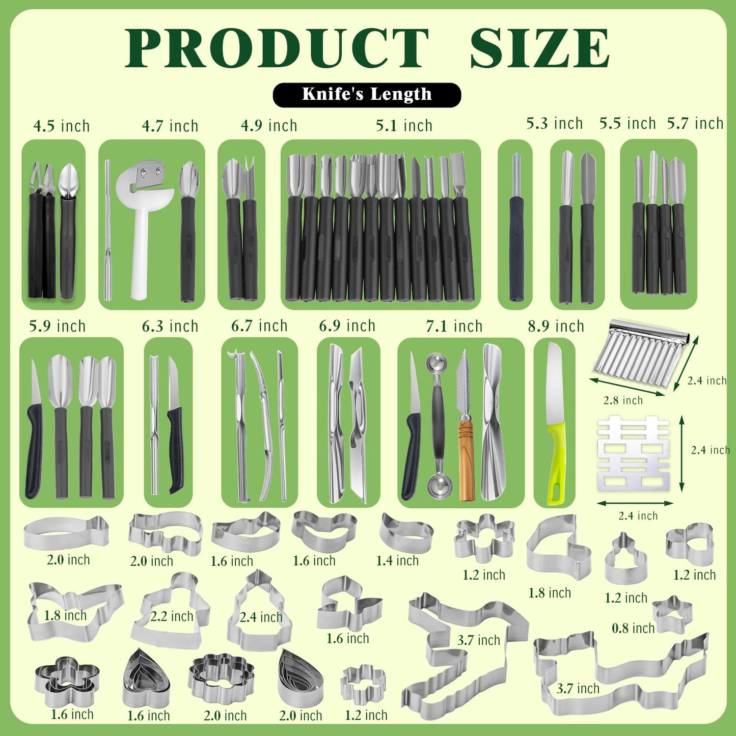 80-Piece Stainless Steel Fruit Carving Tools Set - Professional Watermelon Carving Knife Kit with Ergonomic Handles & Portable Case, Durable Fruit Cutting Tools for Culinary Arts, Sculpting, Peeling