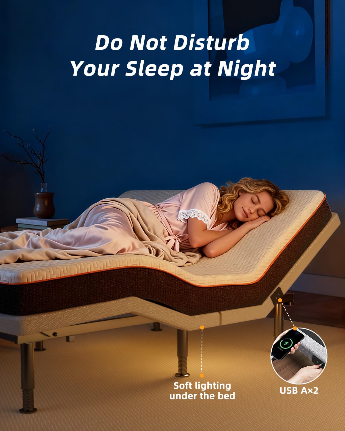 Yireehome Full Adjustable Bed Frame with Massage Adjustable Bed Base with Wireless Remote USB PortsX2 Underbed Light Zero Gravity Height Adjustable Legs
