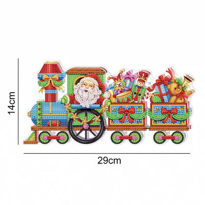 Double-Side DIY Diamond Painting Lamp LED Light Christmas Tree Ornament Kit Santa Gift Train Full Drill Crystal Drawing Kit Bedside Night Light Arts Crafts for Home Decoration Or Christmas Gifts