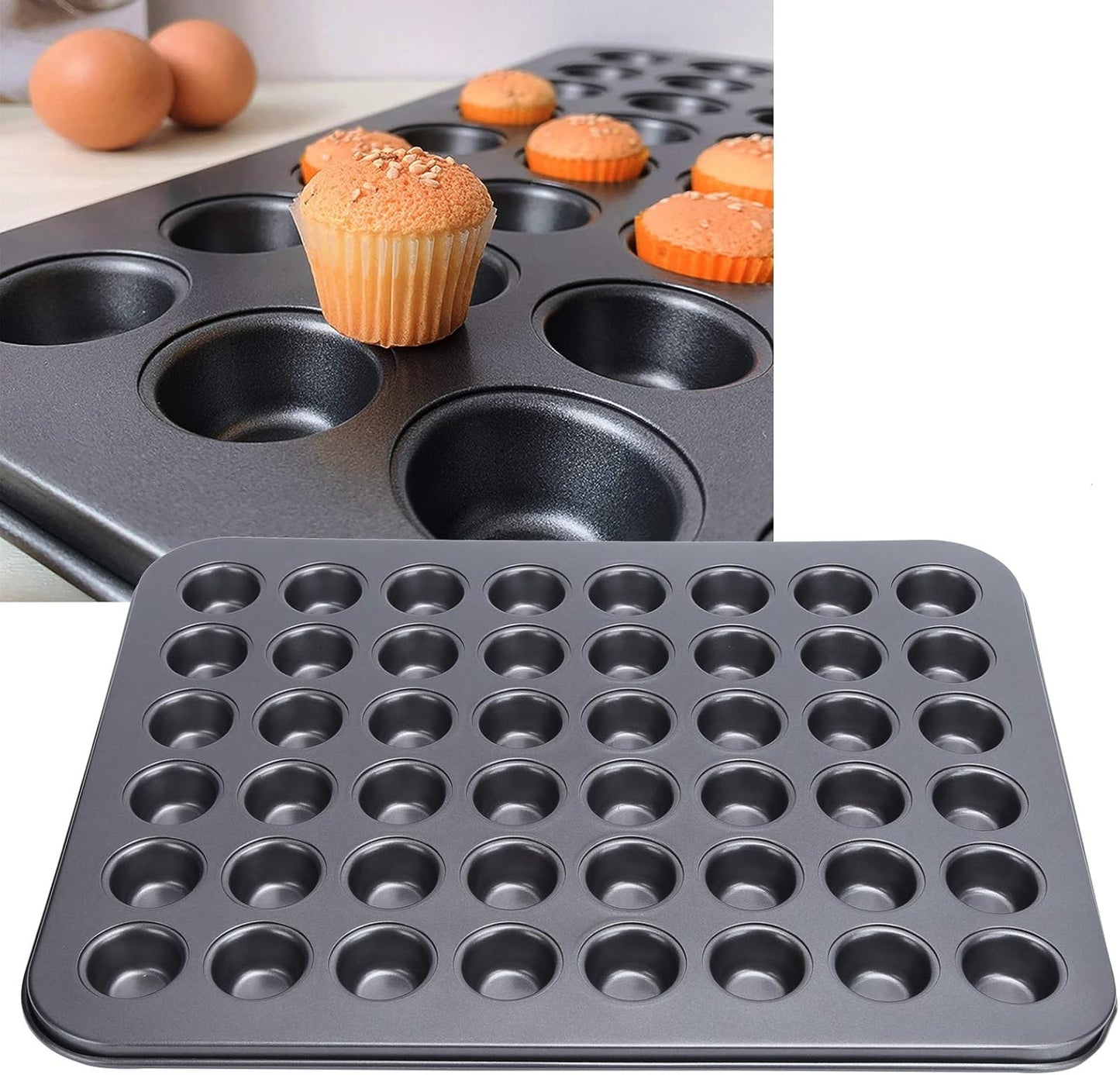 Fdit 48-Cup NonStick Mini Round Cupcake Pan, Bakeware Cooking Accessory for Beautiful Cakes