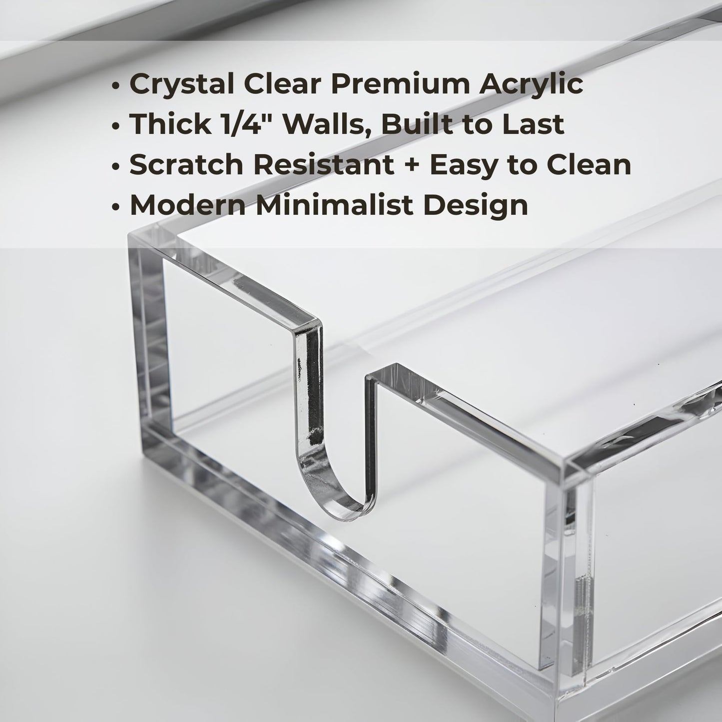 Luxury Clear Acrylic Napkin & Guest Towel Holder for Bathroom, Kitchen and Dining Table