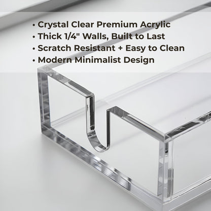 Luxury Clear Acrylic Napkin & Guest Towel Holder for Bathroom, Kitchen and Dining Table
