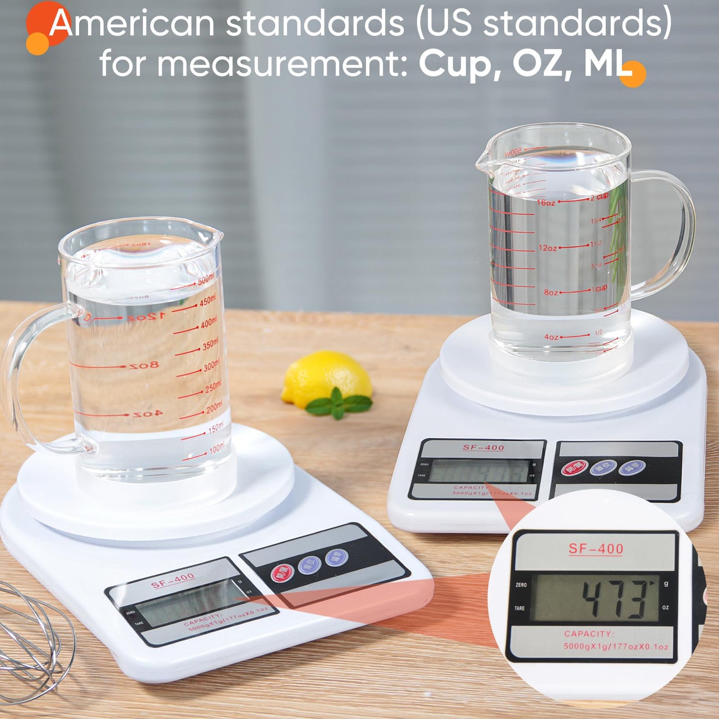 2 Cup Glass Measuring Cup with Handle, 77L High Borosilicate Glass Measuring Cup with V-Shaped and Three Scales (Cup, OZ, ML), Glass Liquid Beaker with Silicone Base, Double-Sided Measure Scales