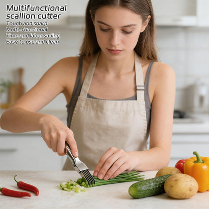 Odetina Shred Silk The Knife, Stainless Steel Green Onion Cutter, Kitchen Safe Vegetable Shredder Slicing Tool Chopping Knife for Scallion Cilantro Chili Herbs Veggies