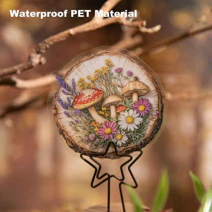MiyouLuna 60 PCS Nature PET Stickers, Faux Wood Slice Botanical Stickers with Mushrooms, Flowers, and Butterflies for Scrapbooking, Journaling, and DIY Crafts