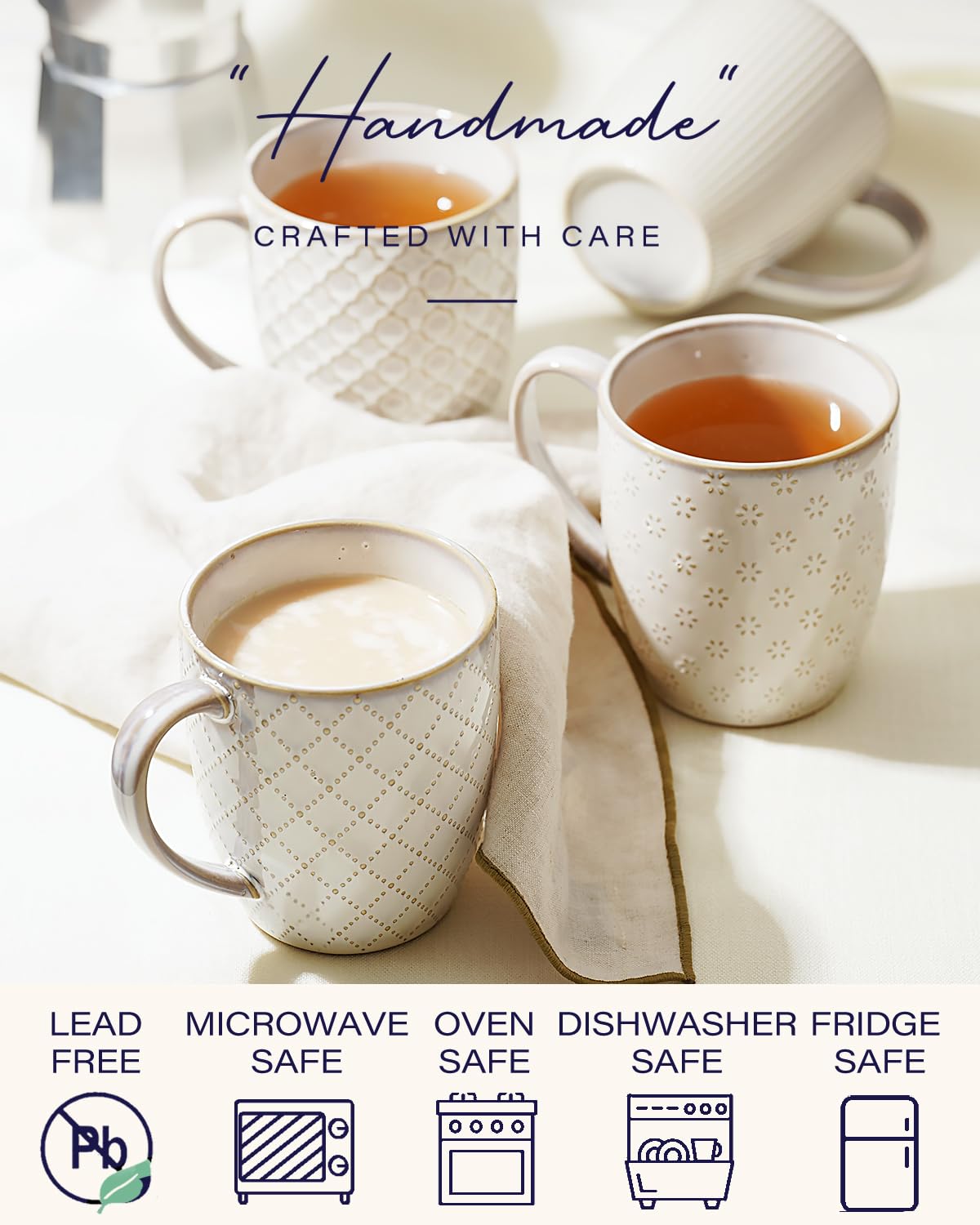 getstar Large Coffee Mugs 18 OZ Set of 4 with Big Handles, Ceramic Coffee Mug Microwave and Dishwasher Safe, Coffee Cups Ceramic