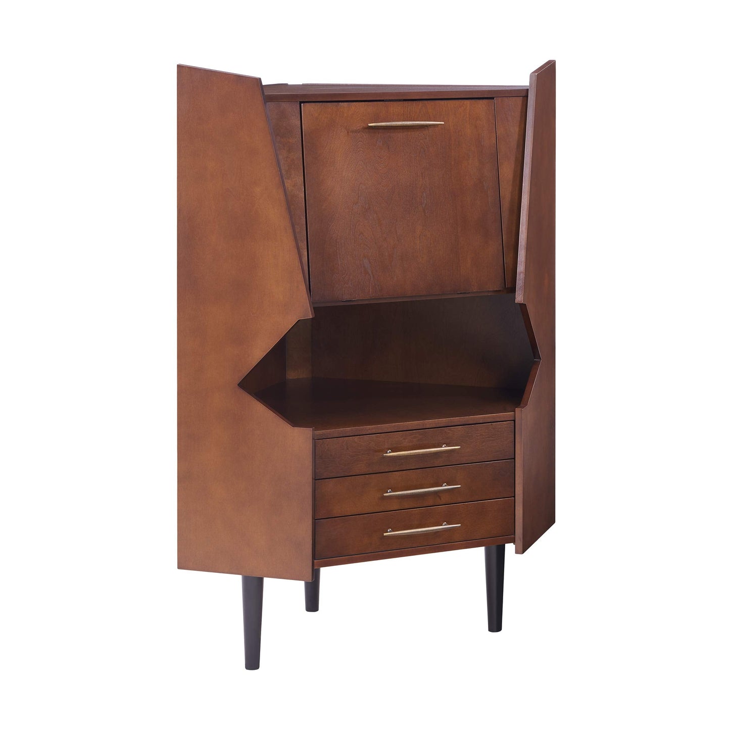 SEI FURNITURE Larson Corner Storage Bar Cabinet, brown.
