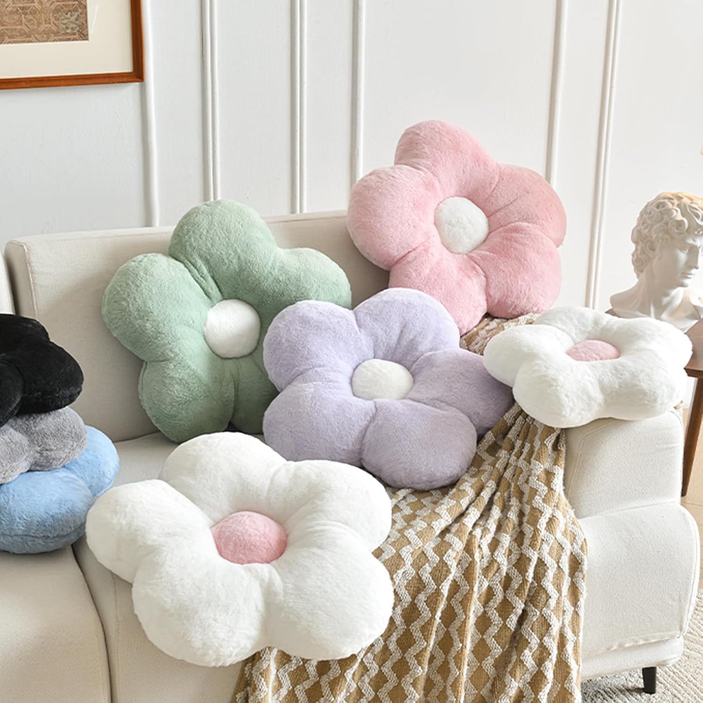 15 Inches) Flower Pillows, Soft Flower Shaped Pillow with Home Decorative for Couch Chair Bed,Flower Floor Throw